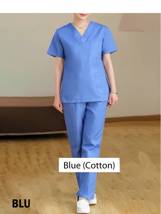 Female Soft Cotton Solid Colour Nurse Suit W/ Pockets